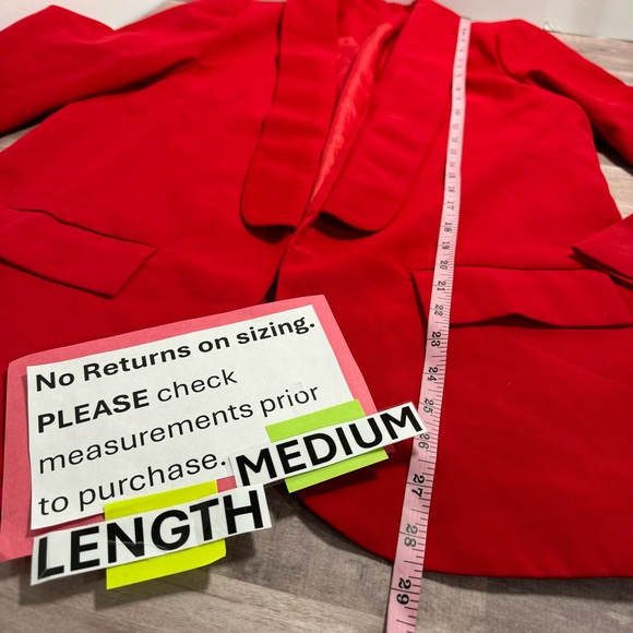 NWOT Meduim Relaxed Fit Open Red Blazer - Picture 10 of 14
